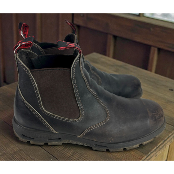 Redback Distressed Steel Toe Boots USBOK Red Back Elastic Brown Men's Size 14 - Picture 16 of 16